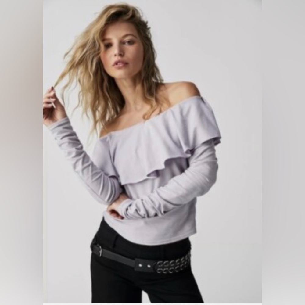 Free People Light Purple Off-Shoulder Sweater